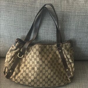 Gucci Brown Monogram Abbey Hobo Tote, Preloved